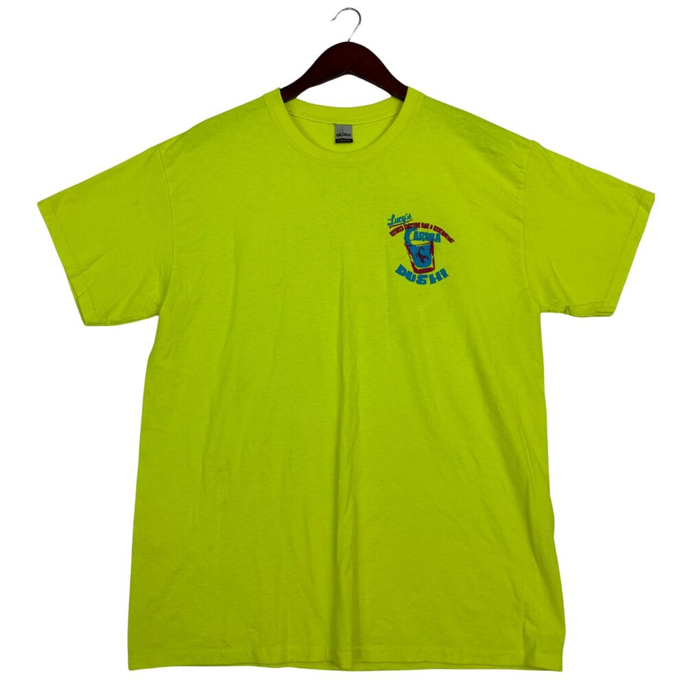 Lucy’s Aruba Scorpion Shot T Shirt Gildan Neon Yellow Souvenir Graphic Tee